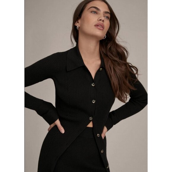 💕FAVORITE DAUGHTER💕 Lena Long Cardigan ~ Black M NWT Ribbed Cotton Cashmere - Picture 6 of 16